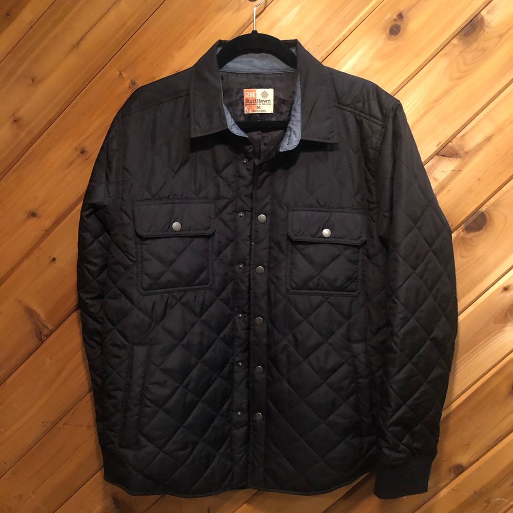 Ruff hewn black quilted down puffer